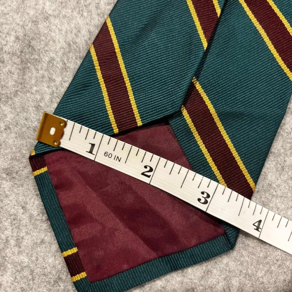 Polo by Ralph Lauren Vintage Men's Necktie Green Maroon Gold Striped Silk W3.5